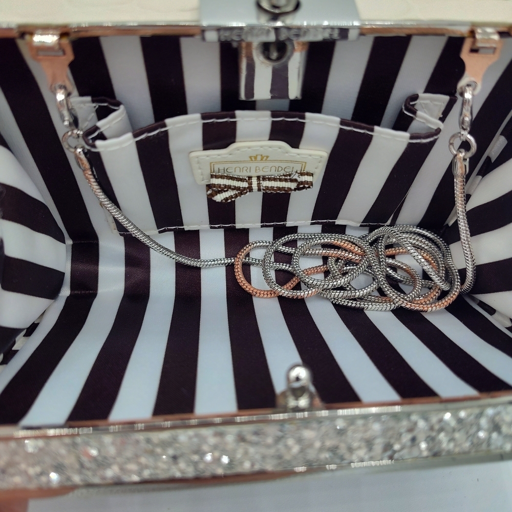 Henri Bendel Glitter Croc Embossed Box Clutch Crossbody Bag w/ Dust Bag - Picture 4 of 4
